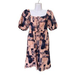 Smocked Baby doll Puff Sleeve Midi Dress XS Cottagecore Universal Thread‎